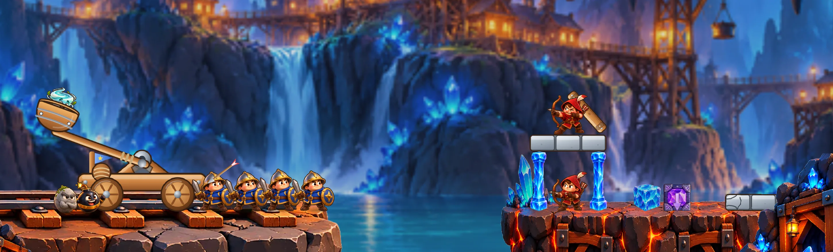 Level 31, Crystal Cavern: guards on crystal pillars above a lava floor.